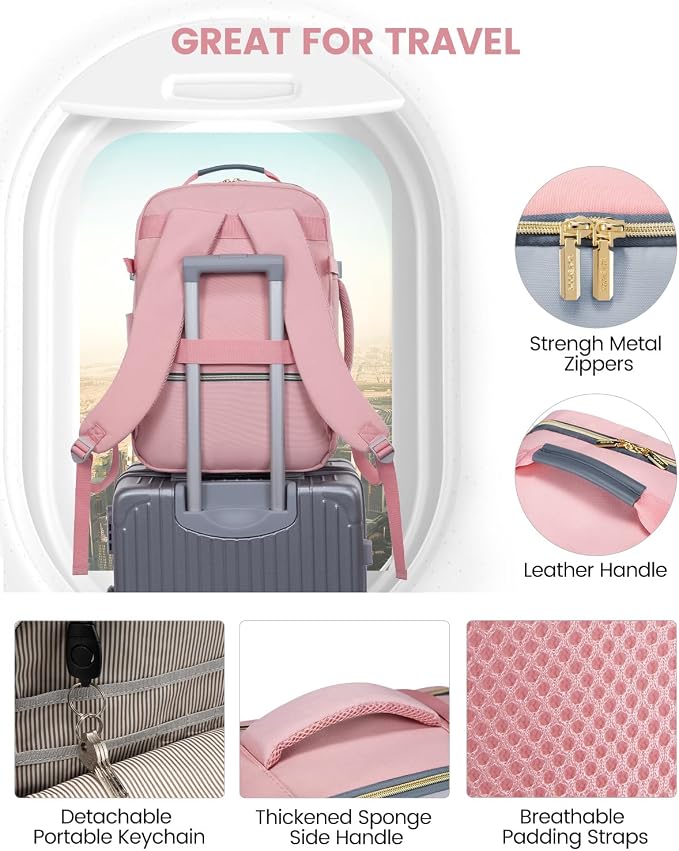 LOVEVOOK 40L Travel Backpack for Women & Men, Airline Approved Carry On Luggage with 3 Packing Cubes, TSA Overnight Bags, Waterproof Personal Item Bag, Weekender Essentials Backpacks fits 17" Laptop - Image 7