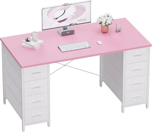 Pamray 47 Inch Computer Desk with 8 Fabric Drawers for Home Office Work | Ample Storage, Space-Saving, Suitable for Home Office Bedrooms Dorm Living Rooms for Study, Writing, Work by PAMRAY