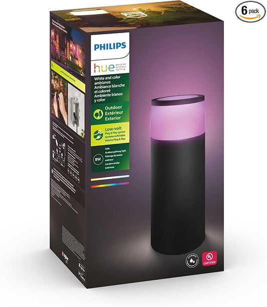 Philips Hue Calla Outdoor Smart Pathway Light White & Color Ambiance LED Walkway Lights - Low Voltage Lighting Requires Bridge and Power Supply Control with App and Voice - Weatherproof (Pack of 6) by Unknown