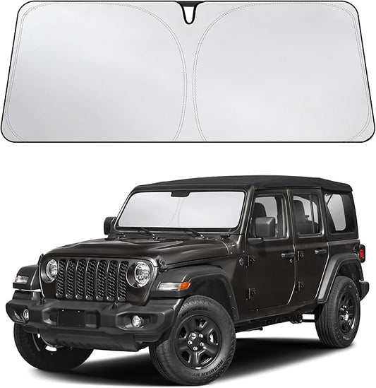 EcoNour Windshield Sunshade Compatible for Jeep Wrangler 2019-2024 2025 2026, Sun Visor for Front Windshield & Window Sun Shade Cover, UV Heat Blocker & Protector, Car Accessories by EcoNour