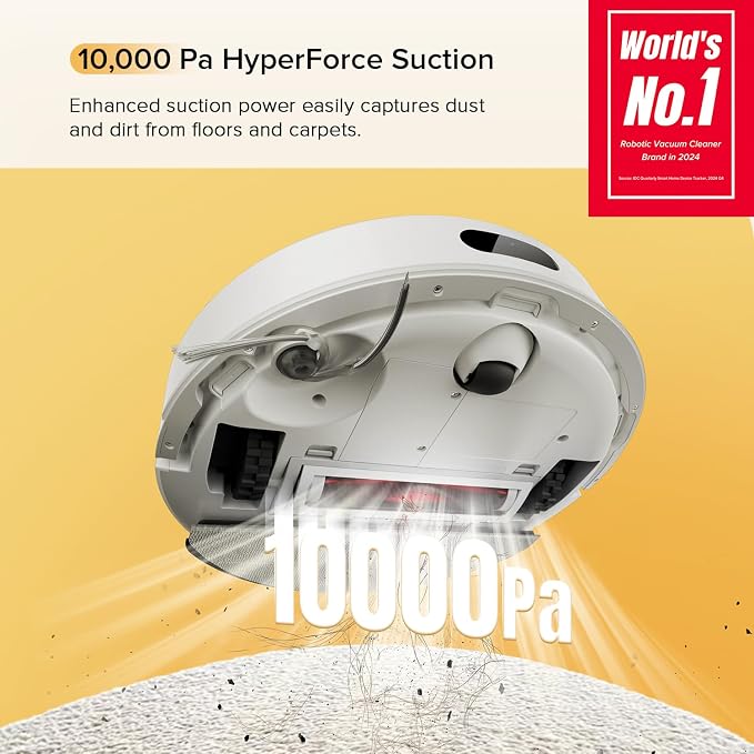 roborock Q7 M5 Robot Vacuum and Mop Combo, 10,000Pa HyperForce Suction | Dual Anti-Tangle System, APP-Controlled Mopping, LiDAR Navigation, Robotic Vacuum Cleaner for Pet Hair and Carpet, White - Image 2