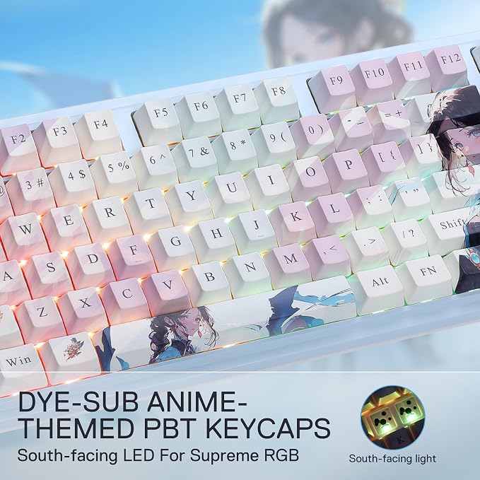 Redragon K728 PRO SE 80% 87 Keys Wireless Gasket RGB Gaming Keyboard, 3-Mode Anime Mechanical Keyboard w/Hot-Swap South-Facing LED Socket, 5-Layer Noise Dampening, Custom Hi-Fi Linear Switch - Image 6