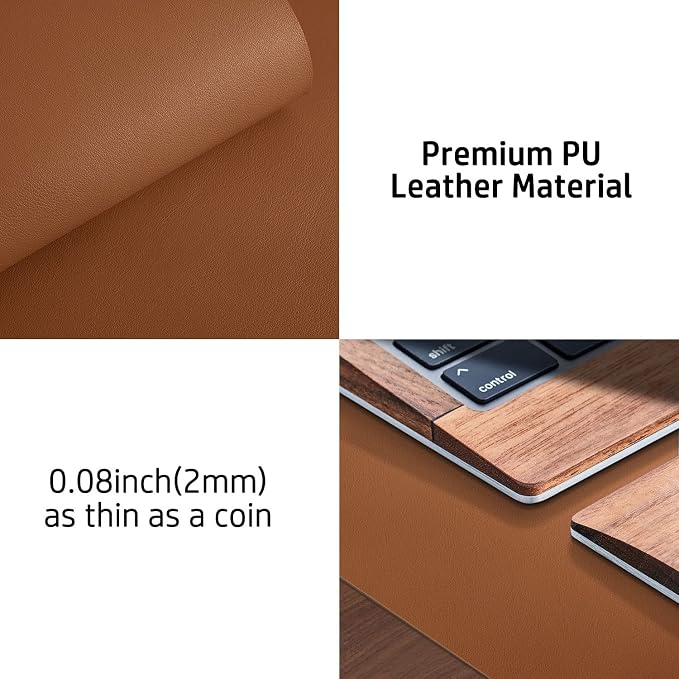 Aothia Leather Desk Pad Protector, Mouse Pad, Office Desk Mat, Non-Slip PU Leather Desk Blotter, Laptop Desk Pad, Waterproof Desk Writing Pad for Office and Home (Brown,23.6" x 13.7") - Image 7