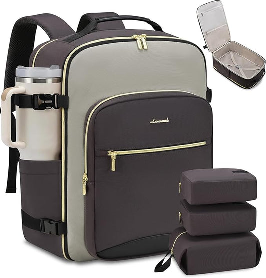 LOVEVOOK Travel Backpack for Women & Men, Airline Approved Carry On Luggage with 3 Packing Cubes, TSA Overnight Bags, Waterproof Personal Item Bag, Weekender Essentials Backpacks fits 17" Laptop by LOVEVOOK