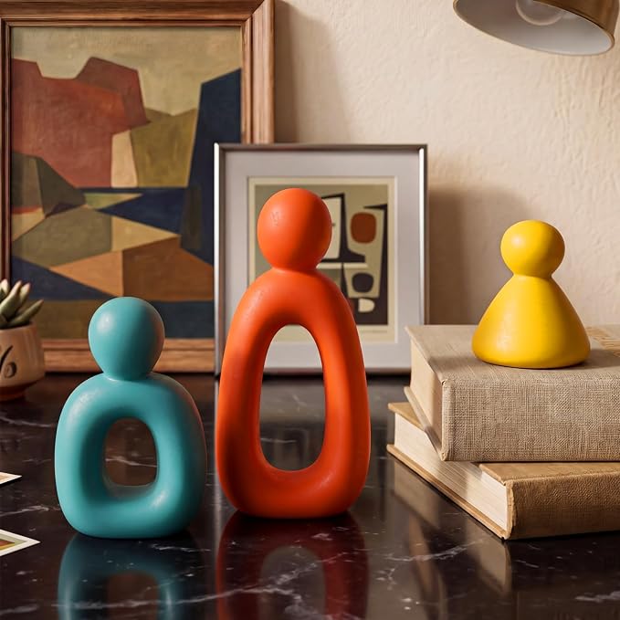 Youyole 3 Pcs Mid Century Modern Decor Abstract Family of 3 Figurines for Shelf Sculpture Love Home Decorative Accents Abstract Decorative Statue for Shelves Living Room Office Table Decorations - Image 2