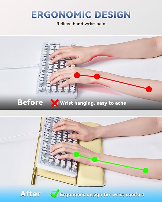 Laborio Computer Keyboard Wrist Rest, Keyboard Riser Stand for Desk(Beige) | Ergonomic Acrylic Keyboard Holder, Non-slip Wrist Pad, Pain Relief for Typing, Multiple Colors - Image 4