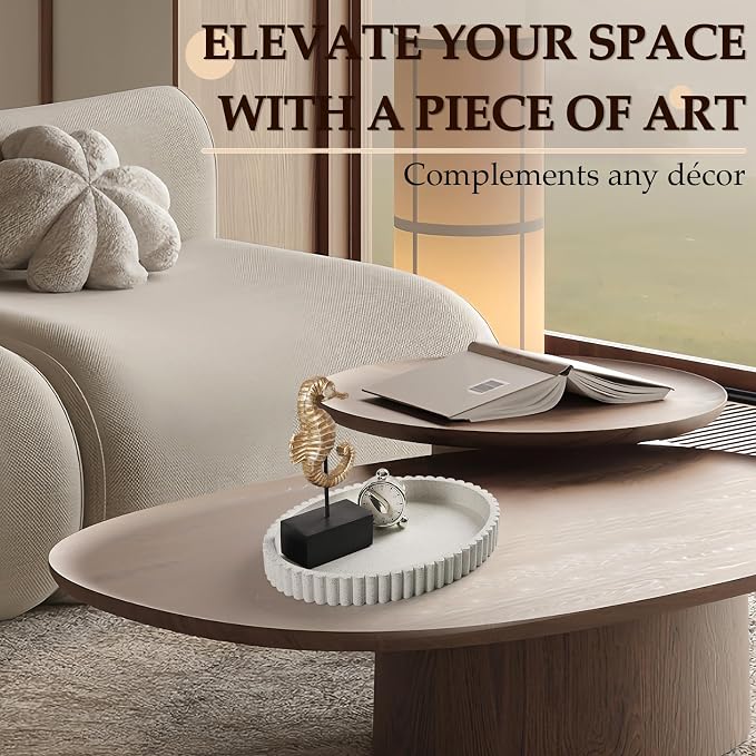 Oval Tray for Coffee Table Decor, 13" Concrete Coffee Table Trays, Table Centerpieces Decorative Tray for Home Decor, Modern Decorative Centerpiece Trays, Granite - Image 7