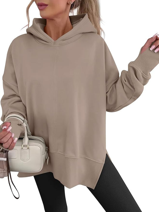 ANRABESS Womens Oversized Hoodies Long Sleeve Fleece Side Slit Hooded Sweatshirts Pullover 2026 Fall Outfits Y2K Clothes by ANRABESS