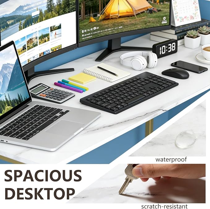 BestOffice Computer Desk,Home Office Desk, Modern Simple Style for Home Office Study Writing (Gold, 63 Inch) - Image 4