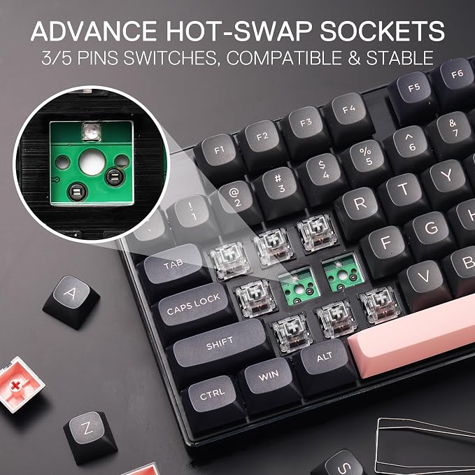 Redragon K556 Wired RGB Mechanical Gaming Keyboard, 104-Key Aluminum Board | Rock-Solid Metal Build, 20 Backlits for Immersive ESports Vibe, Hot-swap Creamy Custom Linear Switch, PBT Round Keycaps - Image 5