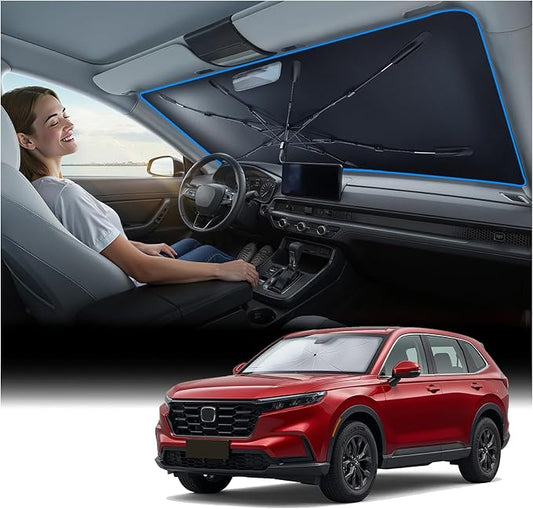 Nmoiss Windshield Sun Shade Umbrella for Honda CR-V - [Vinyl Coating Heat Shield] Protect Car from Sun Rays & Heat Damage Keep Cool and Protect Interior, Spring Structure Edge by Nmoiss