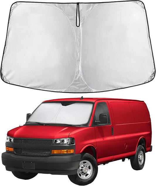 EcoNour Windshield Sunshade for Chevrolet Express 1996-2024 2025 2026, Sun Visor for Front Windshield & Window Sun Shade Cover, UV Heat Blocker & Protector, Car Accessories by EcoNour