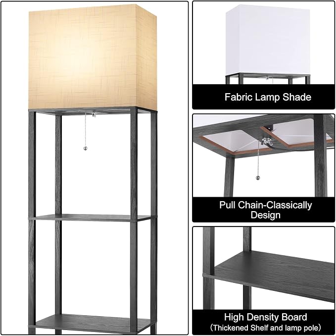 RUNTOP Plus Floor Lamp with Shelves, Shelf Lamp with 15W LED Bulb, 3 Colors, Memory Function, Wide Display Shelf for Collectibles Storge, Floor Lamps for Living Room, Standing Lamp for Bedroom - Image 6