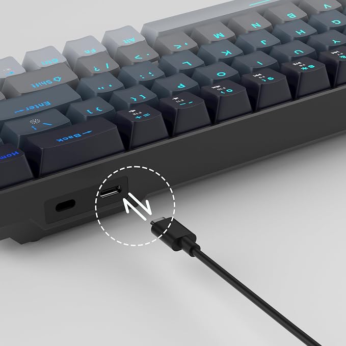 MageGee Portable 60% Mechanical Gaming Keyboard, RGB Backlit Compact 68 Keys Mini Wired Office Keyboard with Red Switches for Laptop PC Mac - Gradient Black - Image 8
