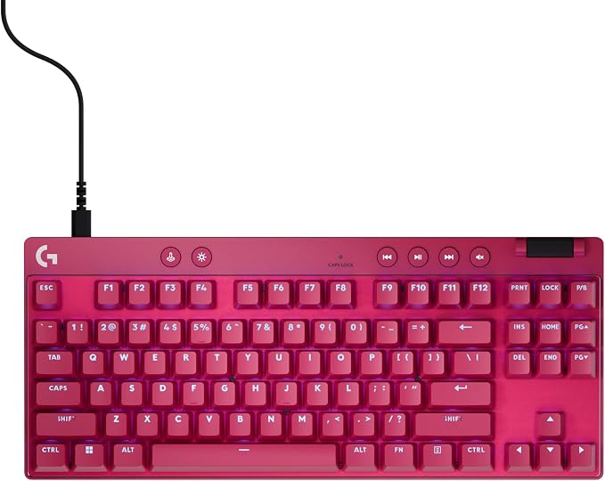 Logitech G PRO X TKL Rapid Gaming Keyboard (Hall-Effect) - Magenta | Hall-Effect Magnetic Analog Switches with Rapid Trigger, Lightsync RGB, Detachable USB-C Cable, Volume Roller & Media Buttons by Unknown