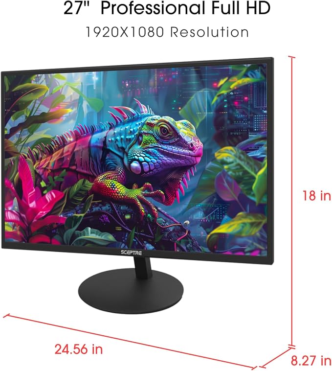 Sceptre E275W-19203R 27 inch1080P LED Monitor 99% sRGB 2X HDMI VGA Build-In Speakers, Machine Black (E275W-19203R series) | 27 FHD Va Panel, 3ms G-to-G, Srgb 94%, 2x3w Speakers, Vesa 100x100 - Image 2