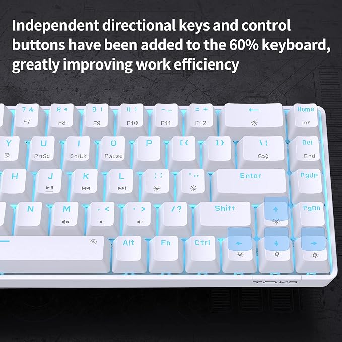 DIERYA T68SE 60% Gaming Mechanical Keyboard,Ultra Compact Mini 68 Key with Blue Switches Wired Keyboard,Anti-Ghosting Keys, for Windows Laptops and PC Gamers,White - Image 4