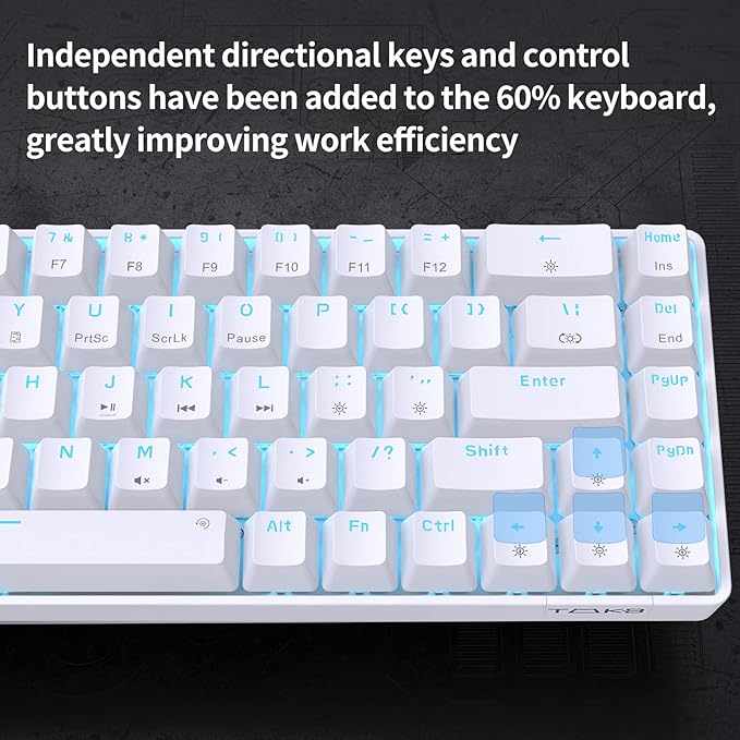 DIERYA T68SE 60% Gaming Mechanical Keyboard,Ultra Compact Mini 68 Key with Brown Switch Wired Keyboard,Anti-Ghosting Keys, for Windows Laptops and PC Gamers,White - Image 4