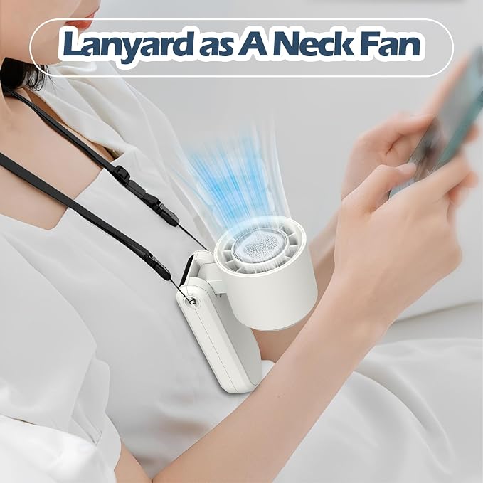 Portable Handheld Turbo Foldable Mini Personal Fan, Rechargeable 3-IN-1 Hand/Desk/Neck Fan Cooling Ice Fan,Travel Essentials Gifts for Women,Men, 12Hrs, 5000mAh, 100 Speeds - Image 7