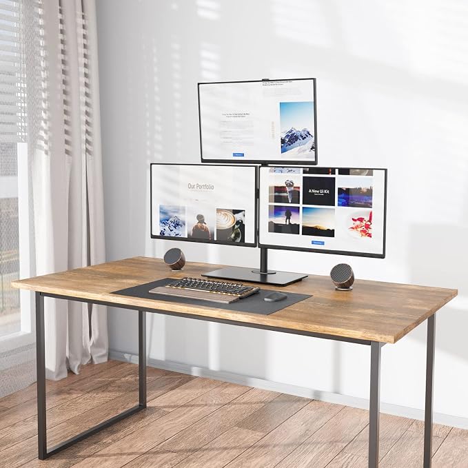 WALI Triple Monitor Stand, Height Adjustable Free-Standing Monitor Desk Mount, fits 3 Computer Screens up to 27 Inch, Holds up to 22lbs per Arm (GMF003) - Image 3