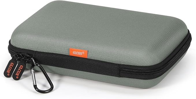 Gray-Green Hard Shell Carrying Case for External Hard Drive, Hard Disk, Power Bank, Charger, Cable, Cell Phone, Electronic Accessories - Larger Capacity Storage Pouch Shockproof Travel Case Bag by GLCON