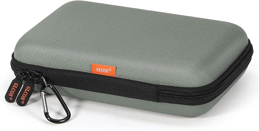 Gray-Green Hard Shell Carrying Case for External Hard Drive, Hard Disk, Power Bank, Charger, Cable, Cell Phone, Electronic Accessories - Larger Capacity Storage Pouch Shockproof Travel Case Bag by GLCON