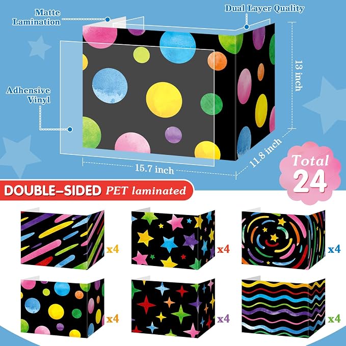 Affrolling 24 Pcs Inspirational Privacy Folders Bulk for Students Cardboard Privacy Boards Desk Divider Panel Waterproof Testing Divider for Classroom Back to School Study Supplies (Chalkboard) - Image 2