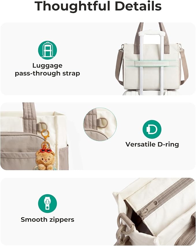 BAGSMART Small Tote Bag for Women, 13'' Laptop Canvas Work Bag with Zipper | 30oz/40oz Tumble & 11 Pockets Travel Tote, Teachers/Nurses, Lightweight Canvas or Water-Resistant Puffer Taslon Crossbody Bag - Image 7