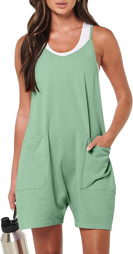 ANRABESS Womens Rompers Summer Casual Loose Sleeveless Overalls Spaghetti Strap Shorts Jumpsuit 2026 Beach Vacation Clothes by ANRABESS