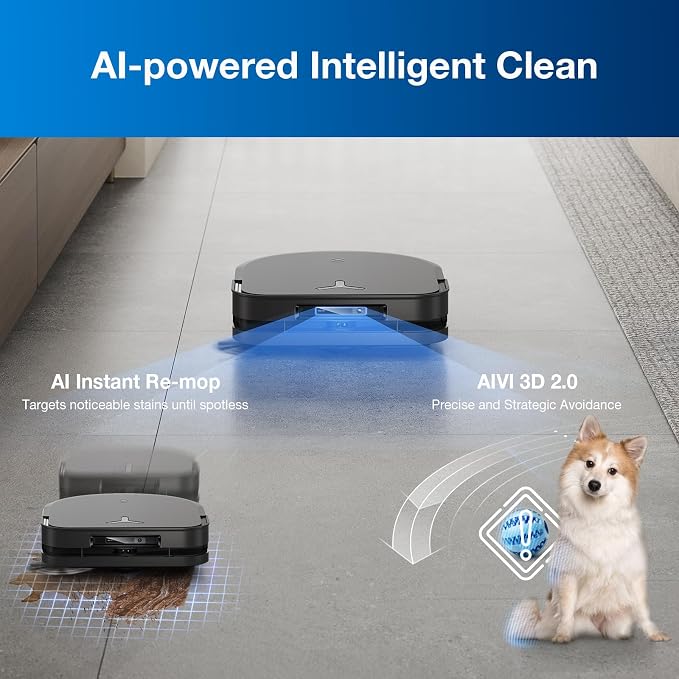 ECOVACS Robot Vacuum Cleaner DEEBOT X5 PRO Omni with All-in-one Station, 12.800Pa, ZeroTangle, TruEdge Adaptive Edge Mopping, 150℉ Hot Water Mop Washing, AINA 2.0 Intelligent Navigation - Image 4
