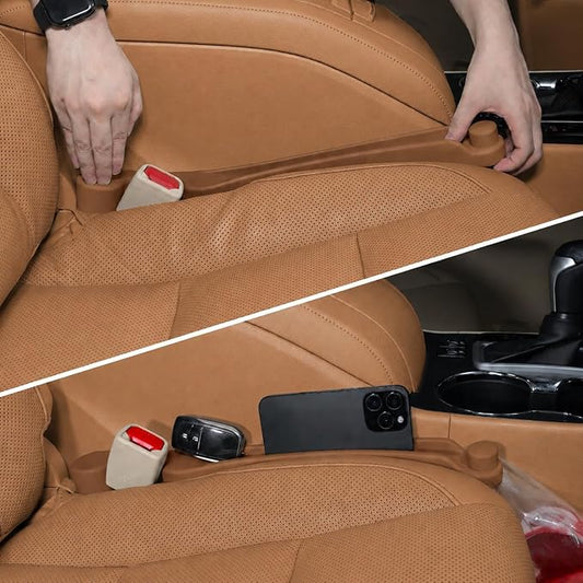 Car Seat Gap Filler Set of 2, 3IN1 Seat Side Gap Filler Plug with Storage Slot & Hook Function, Soft Foam Universal Fit Car SUV Truck Fill Gap Between Seats Console Organizer（Narrow Mocha Brown ） by Givifive