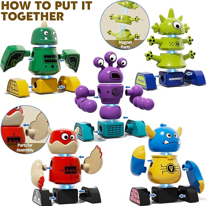 TEMI Magnet Robot Toy for Kids 3-5 Years Old | Monster Magnet Toys Stacking Transform Toys with Storage Box, Set for 3 4 5 6 7 Years Old Boys, Christmas and Birthday Gifts - Image 8