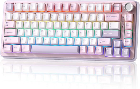YUNZII B75 PRO 75% Wireless Mechanical Keyboard (Purple, Cocoa Cream V2) | Hot Swap Keyboard with Knob, Gasket Mount, Creamy Pre-lubed Switch for Smooth Typing, BT/USB-C/2.4G, for Gaming by YUNZIIMECHANICALKEYBOARD