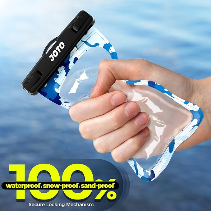 JOTO Up to 7" Universal Waterproof Phone Case for iPhone 17 Air 16 15 14 13 12 11 Plus Pro Max, IPX8 Cellphone Dry Bag XR X SE, Galaxy S23 S22 S21 S20+ S20 S10 Plus Note, Pixel -CamoBlue - Image 5