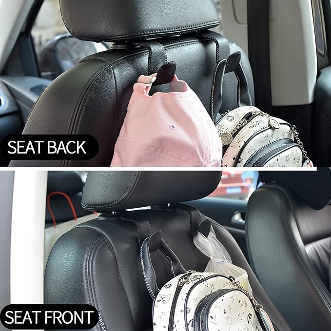 yicheyiyou Car Hooks Universal Car Vehicle Back Seat Headrest Hanger Holder Hook Microfiber Leather & Stainless Steel for Bag Purse Cloth Drink Grocery (Green) - Image 6