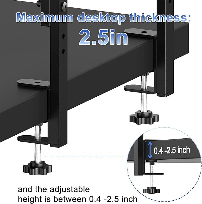 2-Tier Desk Shelf | Desk Organization Expandable Clamp on Desk Shelf Desktop Accessories for Offices and Game Rooms (Wood) - Image 5