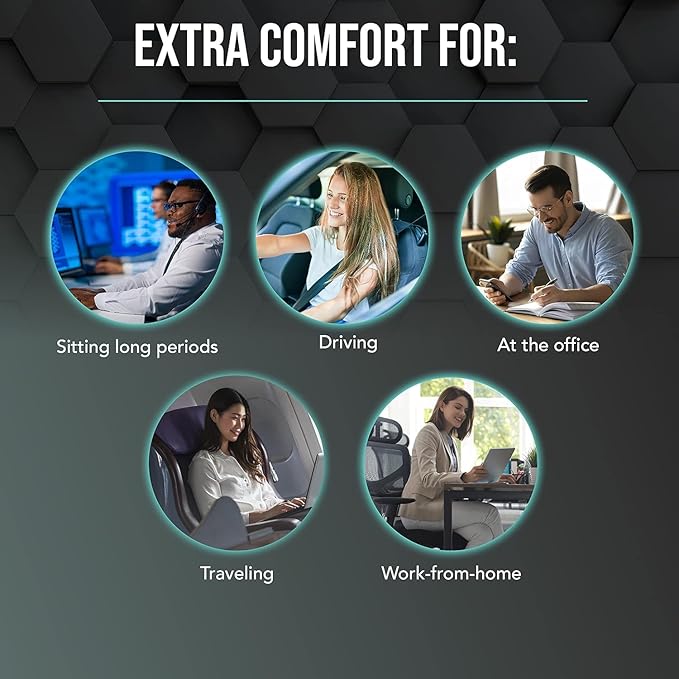 Samsonite Memory Foam Lumbar Support Pillow for Office Chair, Gaming Chair & Car Seat Automotive Use, Ergonomic Back Cushion, Work from Home Essentials, Office Essentials for Sitting Comfort, Grey - Image 7