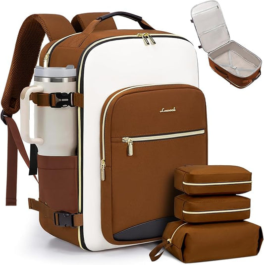 LOVEVOOK 50L Travel Backpack for Women & Men, Airline Approved Carry On Luggage with 3 Packing Cubes, TSA Overnight Bags, Waterproof Personal Item Bag, Weekender Essentials Backpacks fits 17" Laptop by LOVEVOOK