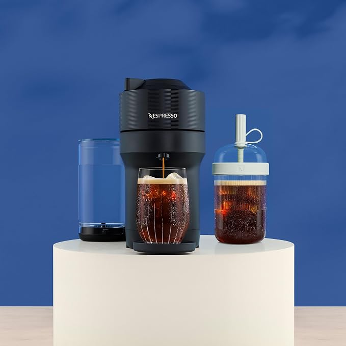 Nespresso Vertuo Pop+ Iced Coffee & Espresso Maker Bundle by De'Longhi | Iced Coffee Bundle by De'Longhi in Liquorice Black: 10 iced coffee pods, 10 Melozio pods and a travel tumbler included. - Image 2