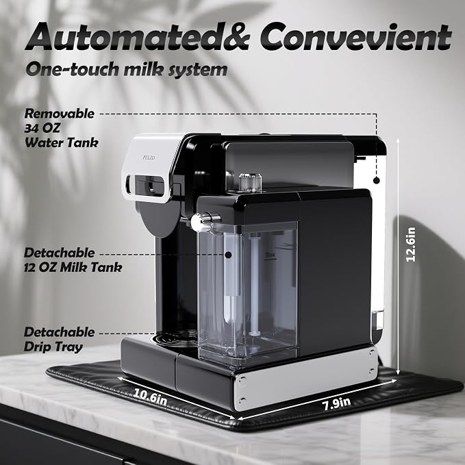 PULZO Espresso Machine with Automatic Milk Frother,capsule coffee maker | Coffee Maker,Automatic Espresso Machine for K*cup Capsule/Ne*s Original/Ground Coffee, One Touch Latte & Cappuccino - Image 2