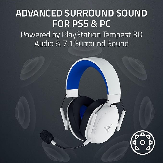 Razer BlackShark V3 X HyperSpeed Wireless PS5 Gaming Headset, White | 50mm Drivers, Cardioid Mic, 2.4 GHz, Bluetooth, Works with PC, Mac, Nintendo Switch, Smartphone, 70 Hr Battery - Image 6