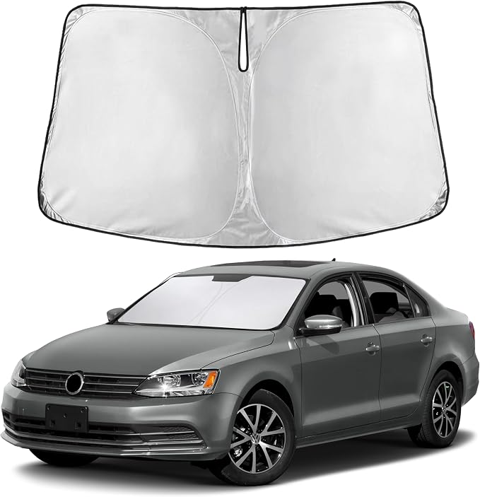 EcoNour Windshield Sunshade Compatible for Volkswagen VW Jetta 2011-2016 2017 2018, Sun Visor for Front Windshield & Window Sun Shade Cover, UV Heat Blocker & Protector, Car Accessories by EcoNour