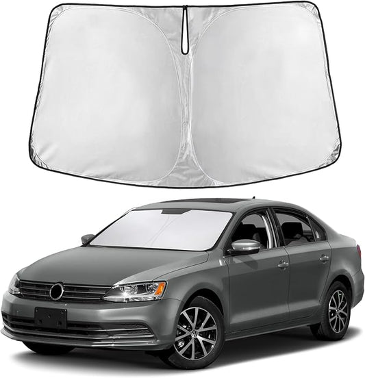 EcoNour Windshield Sunshade Compatible for Volkswagen VW Jetta 2011-2016 2017 2018, Sun Visor for Front Windshield & Window Sun Shade Cover, UV Heat Blocker & Protector, Car Accessories by EcoNour
