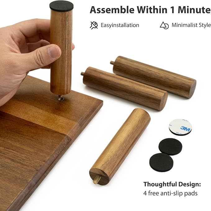 Dual Monitor Stand Riser Acacia Wood, Wooden Desk Monitor Riser for 2 Monitors Supports for Monitor, Printer, Heavy TV Riser up to 130 lbs - Image 3