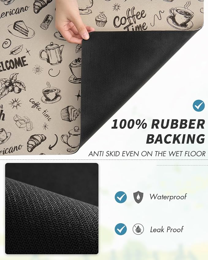 AMOAMI-Coffee Mat Hide Stain Rubber Backed Absorbent Dish Drying Mat for Kitchen Counter-Coffee Bar Accessories Fit Under Coffee Maker, Espresso Machine, Pot, Dish Rack (16X24,MILK TEA) - Image 5