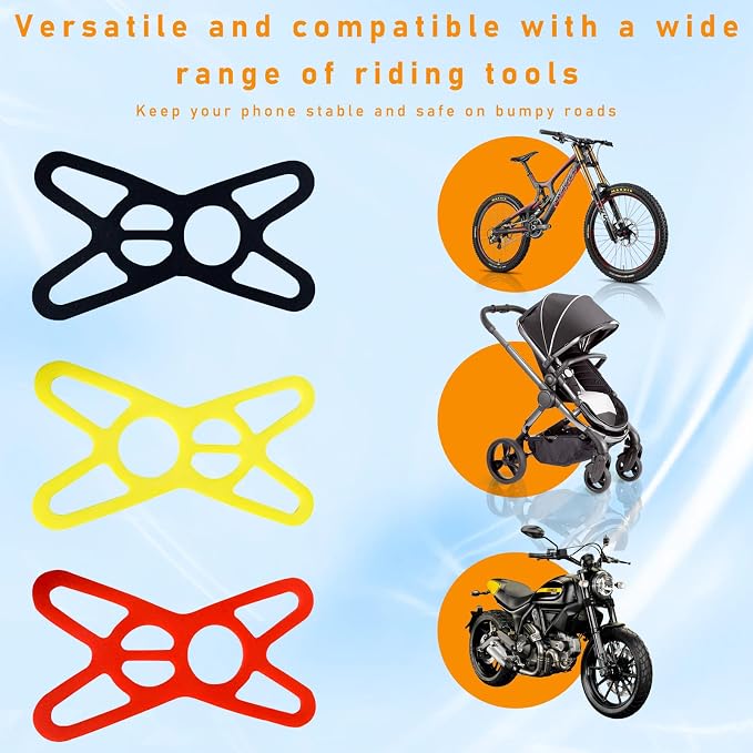 Ziciner 3 PCS Bike Phone Mount Holder Band, Elastic Smart Phone Security Silicone Strap for Motorcycle Bike Phone Mount, Universal Bike Accessories Replacement Parts for Most Cell-Phone (Style 1) - Image 6