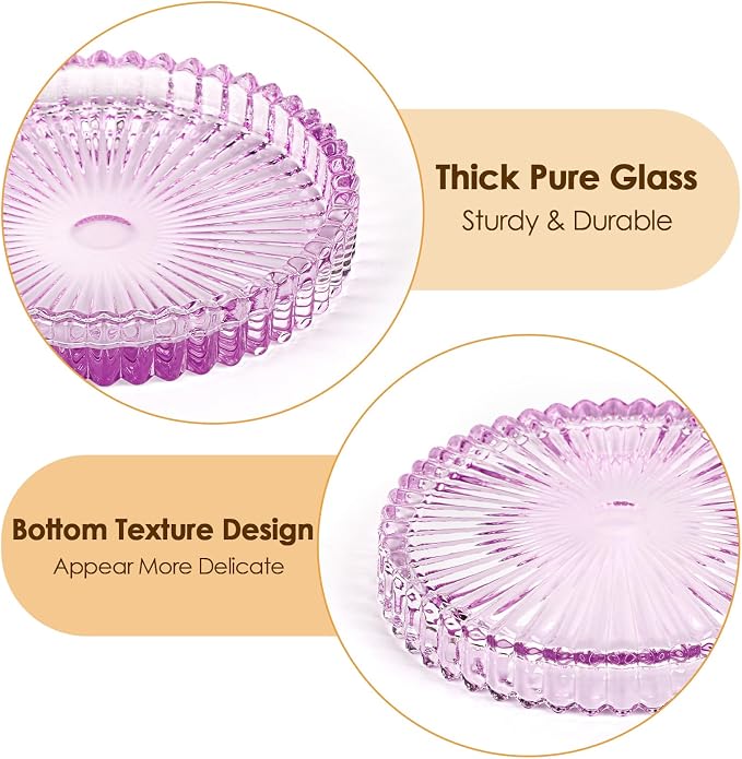 Modern Clear Coaster Set of 5- Glass Coasters for Drinks Crystal Coaster Round Cup Coasters Coffee Table Decor for Office, Kitchen, Bar, Dining Room, Living Room, Patio(Clear Purple) - Image 4