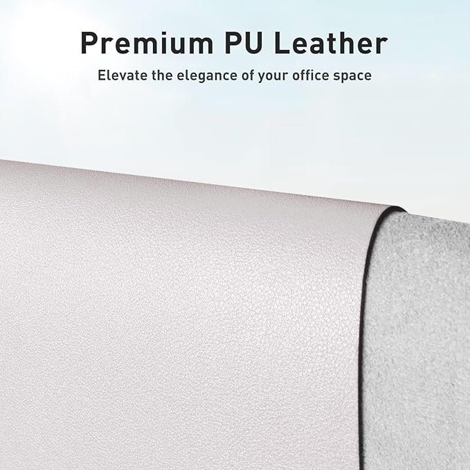 Aothia Faux Leather Desk Mat - Non-Slip PU Leather Desk Blotter, Waterproof Writing Surface, Large Desk Pad for Office & Home (Pale Lavender White, 55" x 17") - Image 2