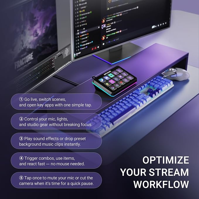 FIFINE AmpliGame Stream Controller with 15 Macro Keys, Streaming Keyboard with Trigger Actions in OBS/Twitch/YouTube/Streamlabs, Shortcut Buttons Keypad Works with Mac and PC-D6 - Image 5