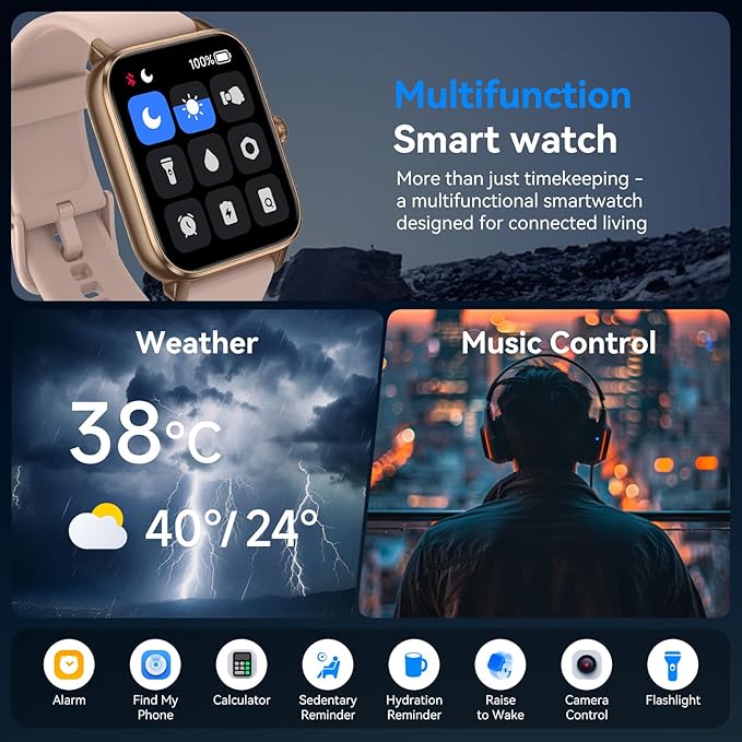 Smart Watches for Men Women with Alexa Built-in, Bluetooth Call, 1.85" HD Touchscreen, 120+ Sport Modes, IP68 Waterproof, 7-Day Battery, 24/7 Heart Rate & Sleep Monitor for Android iPhone (Pink) - Image 7
